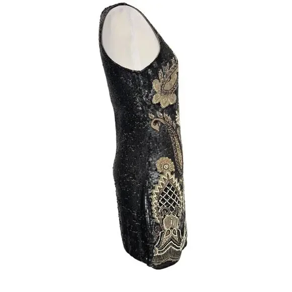 Needle And Thread Art Deco Beaded Dress Flapper Women Black Glam Event 2 - Picture 3 of 16